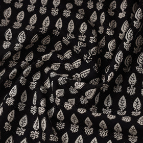  Black Block Print Cotton Jahota Fabric