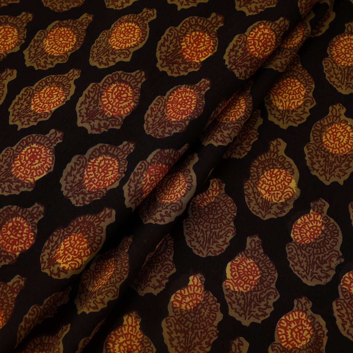 Buy Black Block Print Cotton Jahota Fabric Online