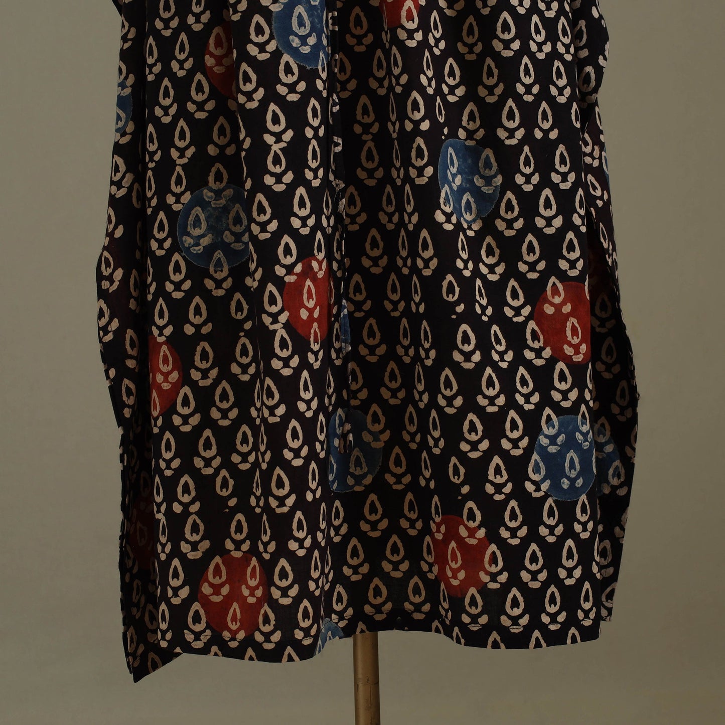 Black Ajrakh Block Print Cotton Kaftan (Long)