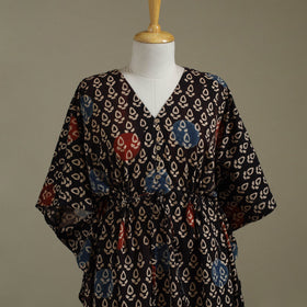 Black Ajrakh Block Print Cotton Kaftan (Long)