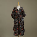 Black Ajrakh Block Print Cotton Kaftan (Long)