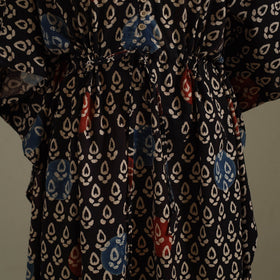Black Ajrakh Block Print Cotton Kaftan (Long)