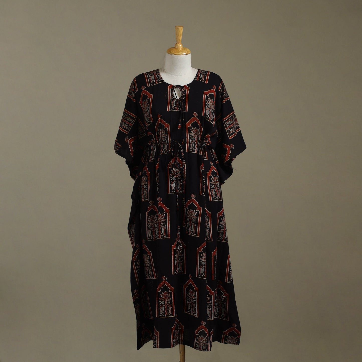 Black - cotton kaftan (long) 79 - handcrafted