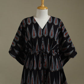 Black Ajrakh Block Print Cotton Kaftan (Long)