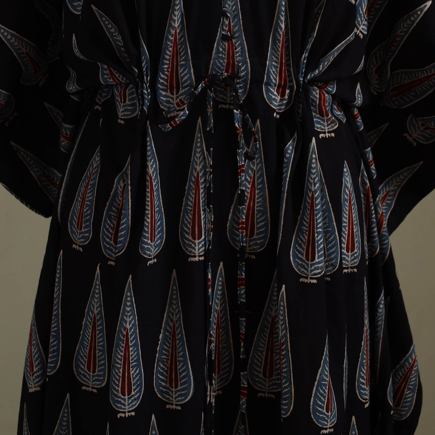 Black Ajrakh Block Print Cotton Kaftan (Long)