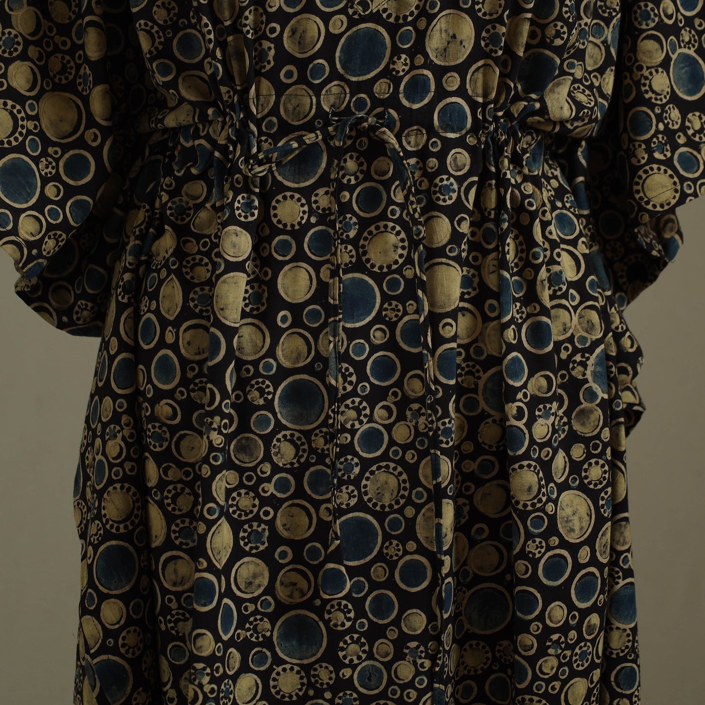 Black Ajrakh Block Print Cotton Kaftan (Long)