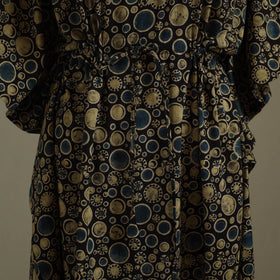 Black Ajrakh Block Print Cotton Kaftan (Long)