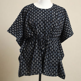 Buy Black Ajrakh Block Print Cotton Kaftan