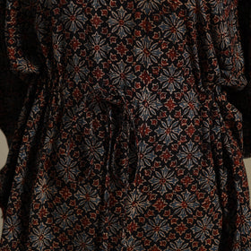 Black Ajrakh Block Print Cotton Kaftan (Short)
