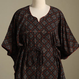 Black Ajrakh Block Print Cotton Kaftan (Short)