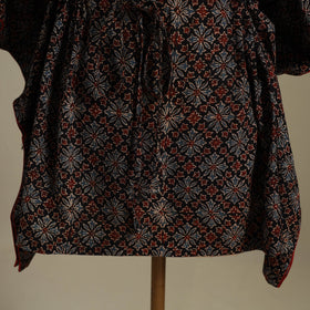 Black Ajrakh Block Print Cotton Kaftan (Short)