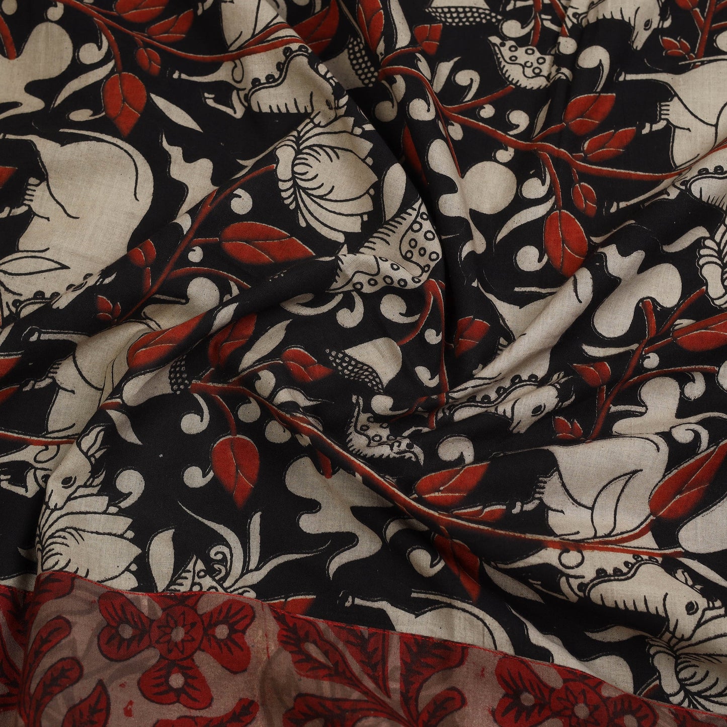 Shop Cotton Black Kalamkari Print Blouse Piece Online