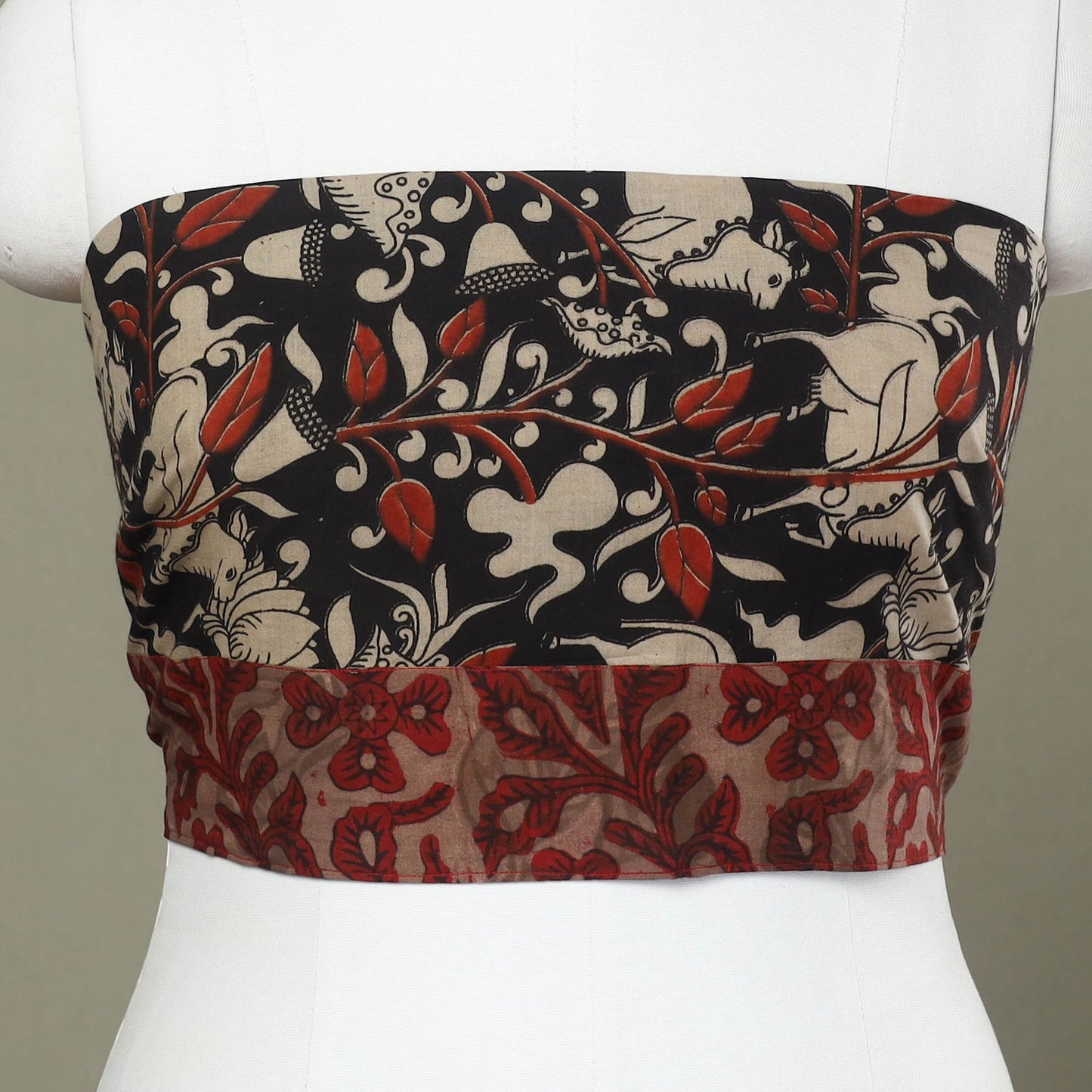 Shop Cotton Black Kalamkari Print Blouse Piece Online