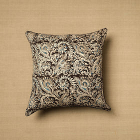  Black Block Print Cotton Kalamkari Cushion Cover