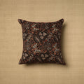  Black Block Print Cotton Kalamkari Cushion Cover