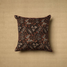  Black Block Print Cotton Kalamkari Cushion Cover