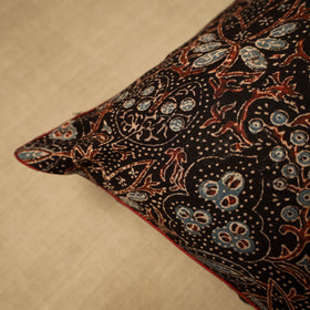  Black Block Print Cotton Kalamkari Cushion Cover