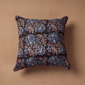 Black Block Print Cotton Kalamkari Cushion Cover