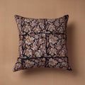 Black Block Print Cotton Kalamkari Cushion Cover