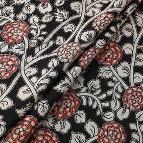 Buy Black Cotton Kalamkari Print Fabric