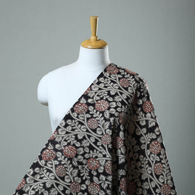 Buy Black Cotton Kalamkari Print Fabric