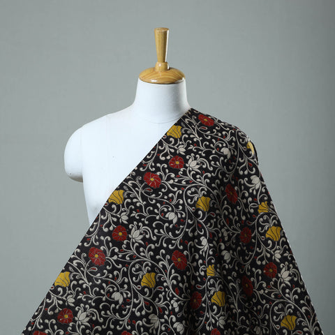 Buy Black Cotton Kalamkari Print Fabric