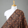 Black Block Print Cotton Kalamkari Fabric
