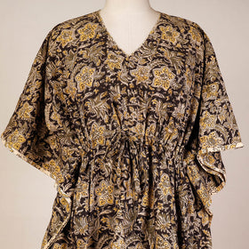 Block Print Cotton Kalamkari Kaftan with Tie-Up Waist