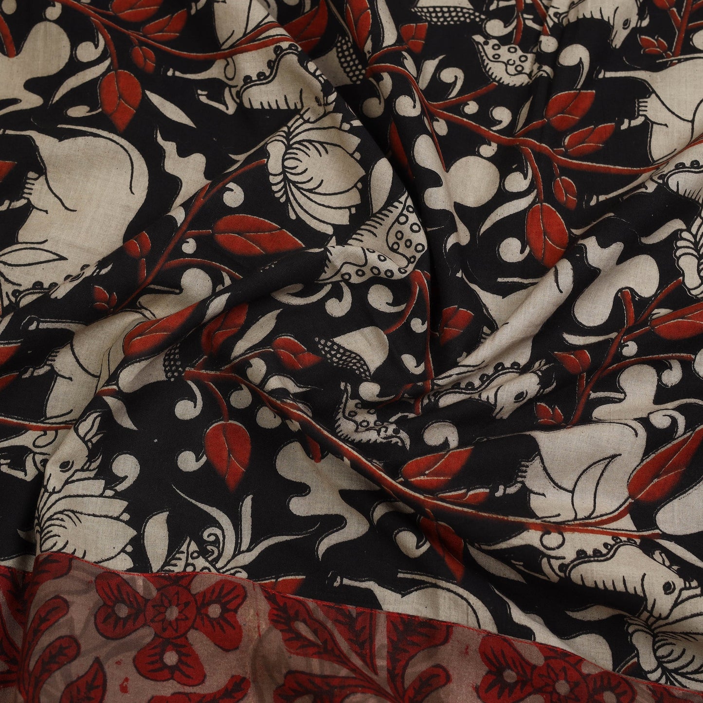 Shop Cotton Black Kalamkari Print Blouse Piece Online