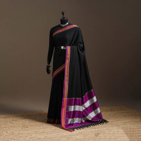 Cotton khun saree with chikki paras border 01 - handcrafted