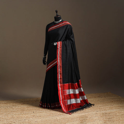 Cotton khun saree with chikki paras border 12 - handcrafted