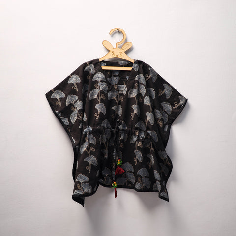 Black - cotton kids kaftan (3-4 years) 03 - handcrafted
