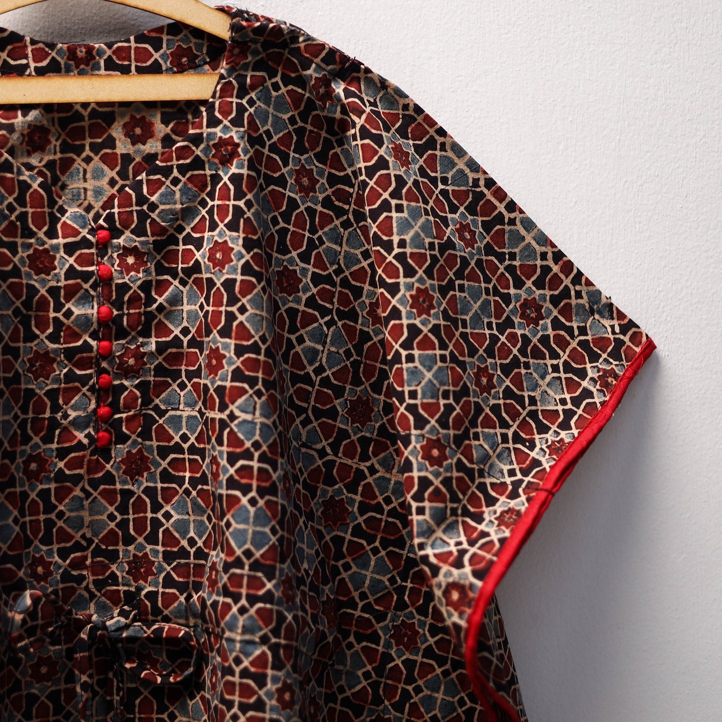 Black Ajrakh Block Print Cotton Kids Kaftan (3-4 Years)