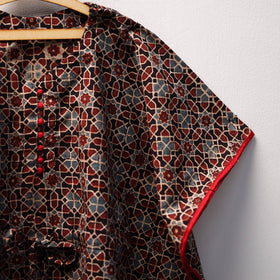 Black Ajrakh Block Print Cotton Kids Kaftan (3-4 Years)