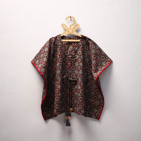 Black Ajrakh Block Print Cotton Kids Kaftan (3-4 Years)