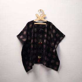 Black Ajrakh Block Print Cotton Kids Kaftan (3-4 Years)