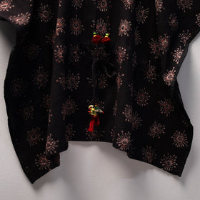Black Ajrakh Block Print Cotton Kids Kaftan (3-4 Years)
