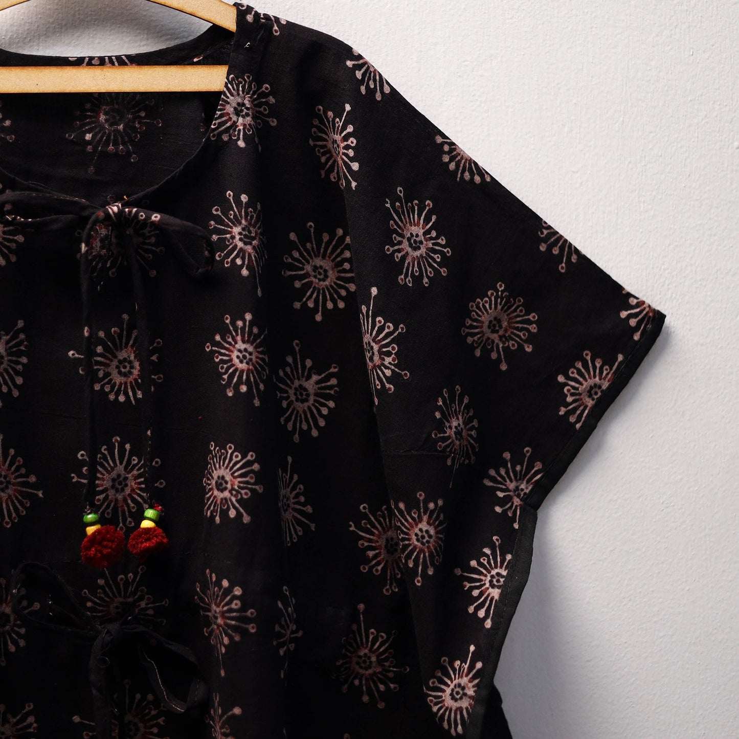 Black Ajrakh Block Print Cotton Kids Kaftan (3-4 Years)