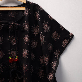 Black Ajrakh Block Print Cotton Kids Kaftan (3-4 Years)