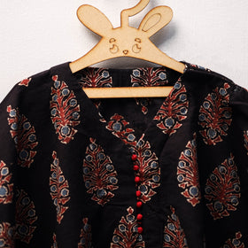 Black - cotton kids kaftan (3-4 years) 31 - handcrafted