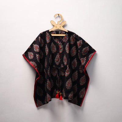 Black - cotton kids kaftan (3-4 years) 31 - handcrafted