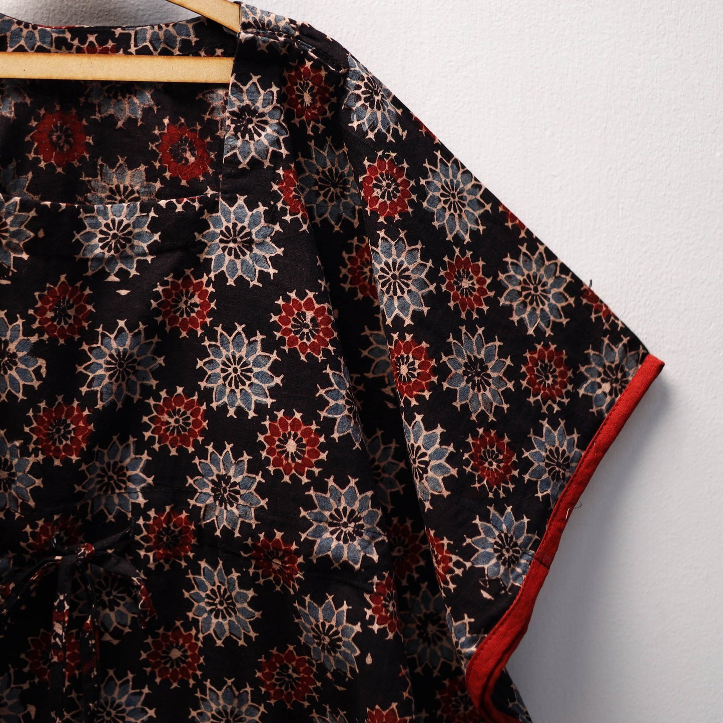 Black Ajrakh Block Print Cotton Kids Kaftan (3-4 Years)