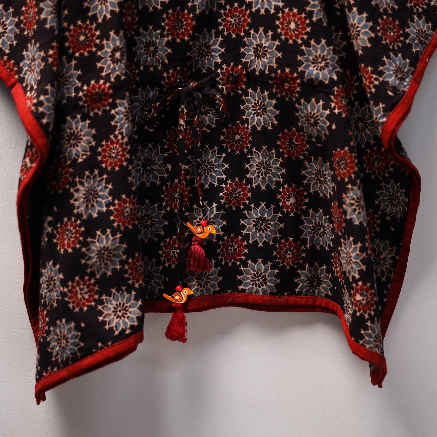 Black Ajrakh Block Print Cotton Kids Kaftan (3-4 Years)