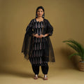 Buy Black Block Print Cotton Ajrakh Kurta Set with Dupatta