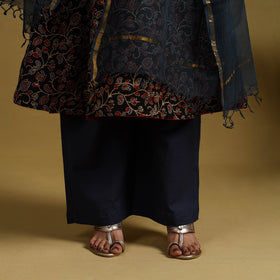 Black Block Print Cotton Ajrakh Kurta Set with Dupatta 