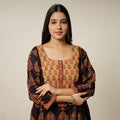 Black - Block Print Cotton A-Line Bagh Kurta 26