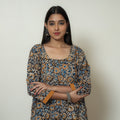 Buy Block Print Cotton A-Line Black Kalamkari Kurta for Women