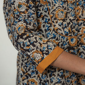 Buy Block Print Cotton A-Line Black Kalamkari Kurta for Women