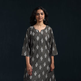Cotton a-line pochampally ikat kurta for women 03