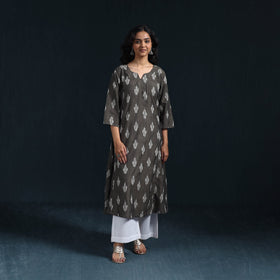 Cotton a-line pochampally ikat kurta for women 03